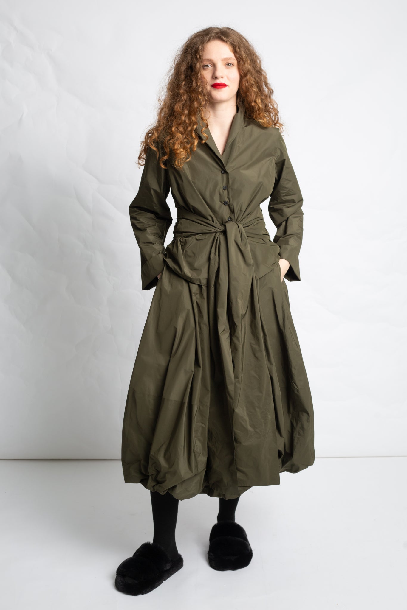 Taffeta midi skirt J566