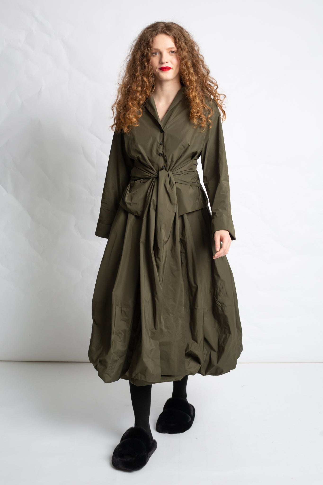 Taffeta midi skirt J566