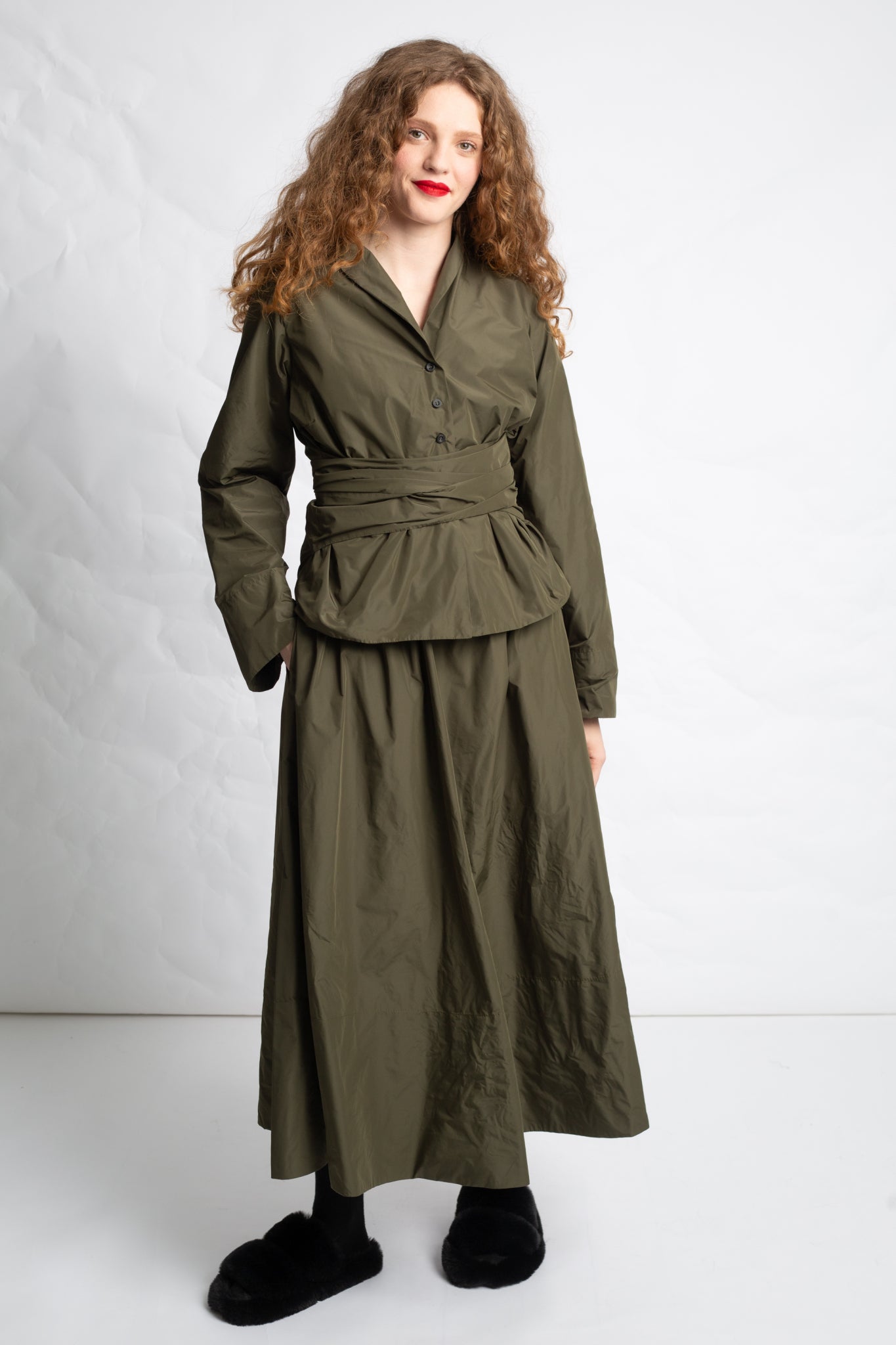 Taffeta long skirt J618