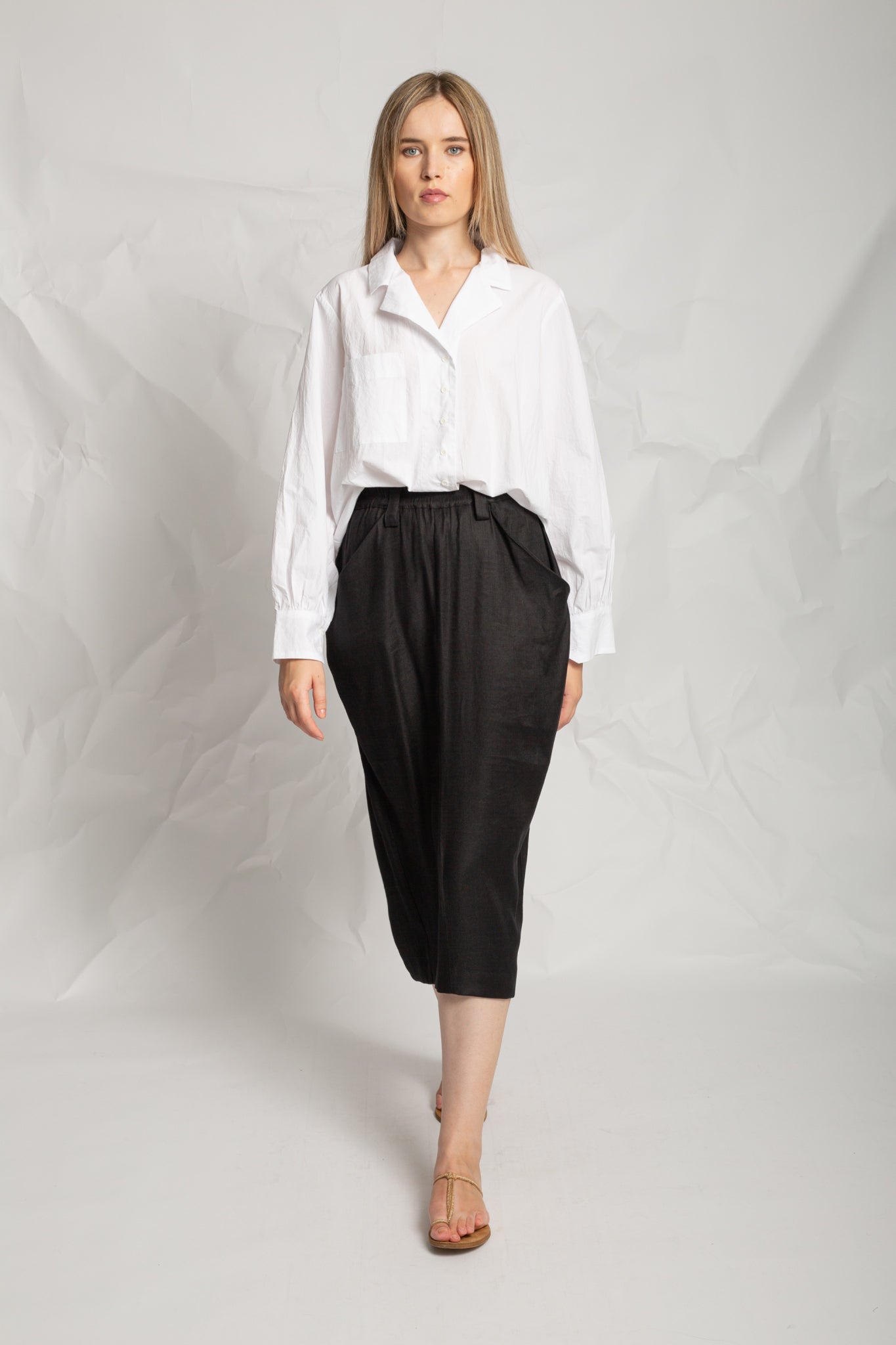 Blouse with long sleeves and lapel collar T812