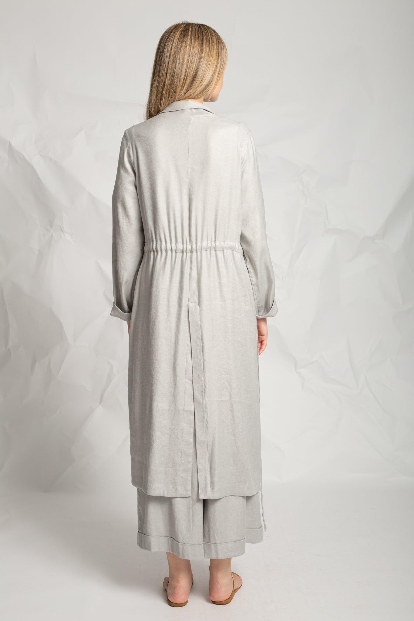 Long jacket in linen "satin" V491