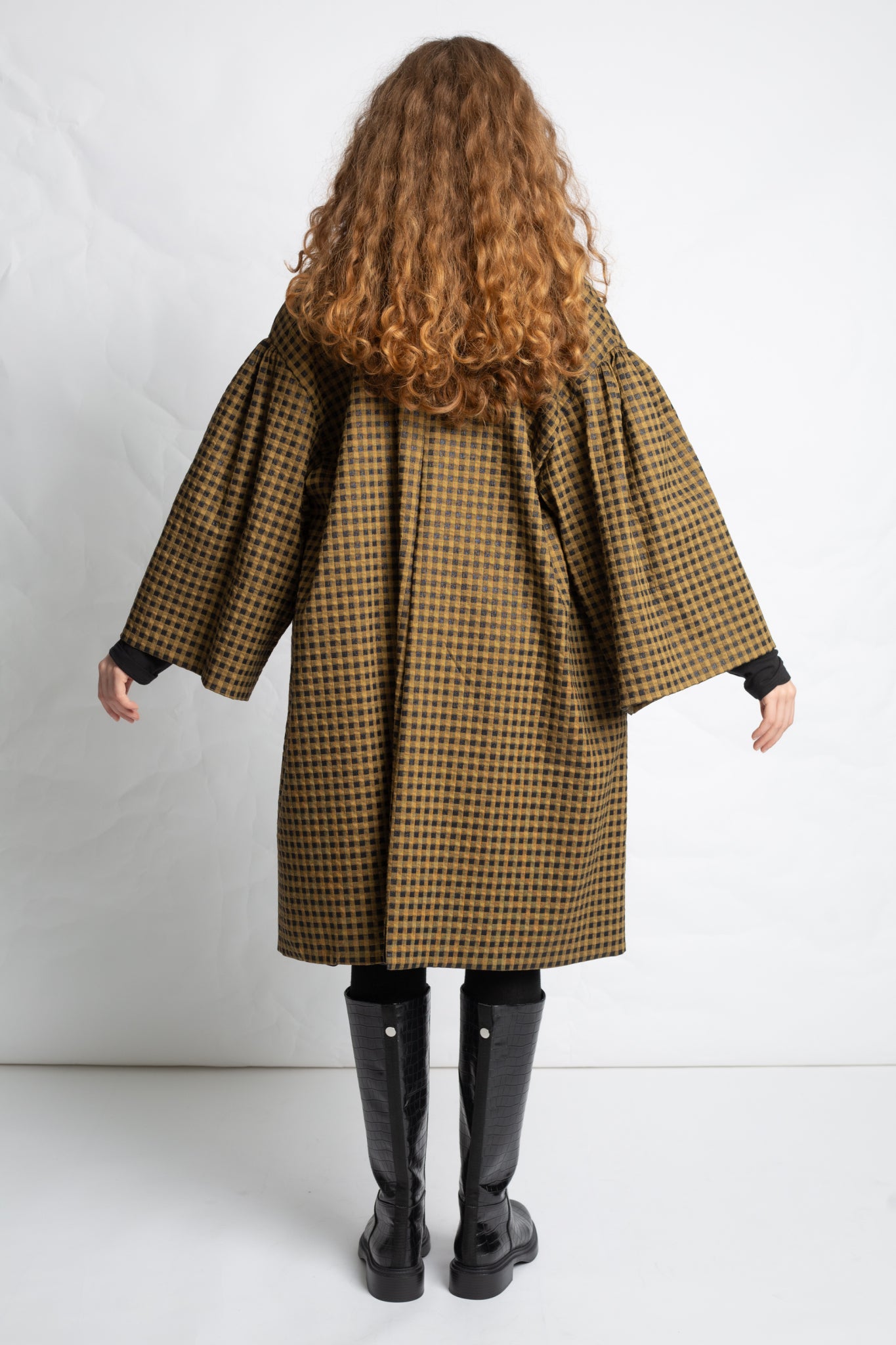 3/4 jacket in checkered cotton mix V501