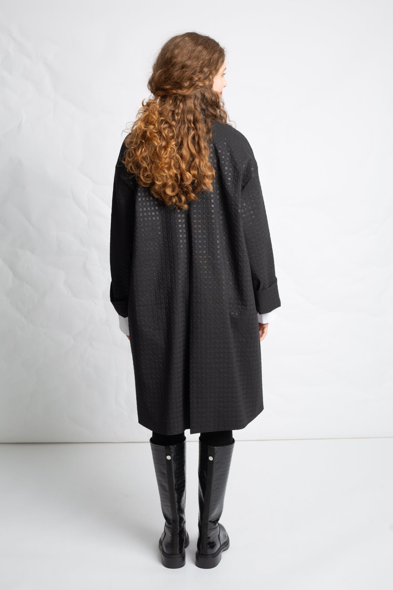 3/4 jacket in checkered cotton mix V503