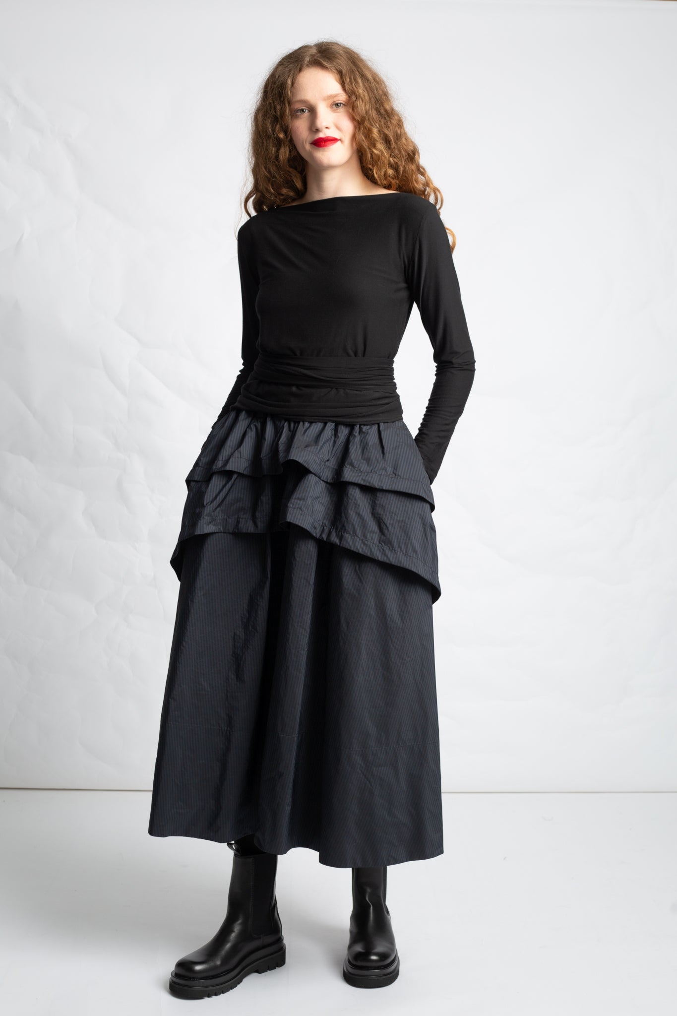 Wrap top in bamboo with long sleeves