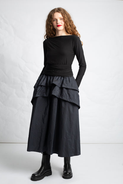 Wrap top in bamboo with long sleeves