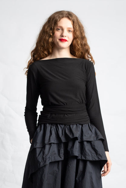 Wrap top in bamboo with long sleeves