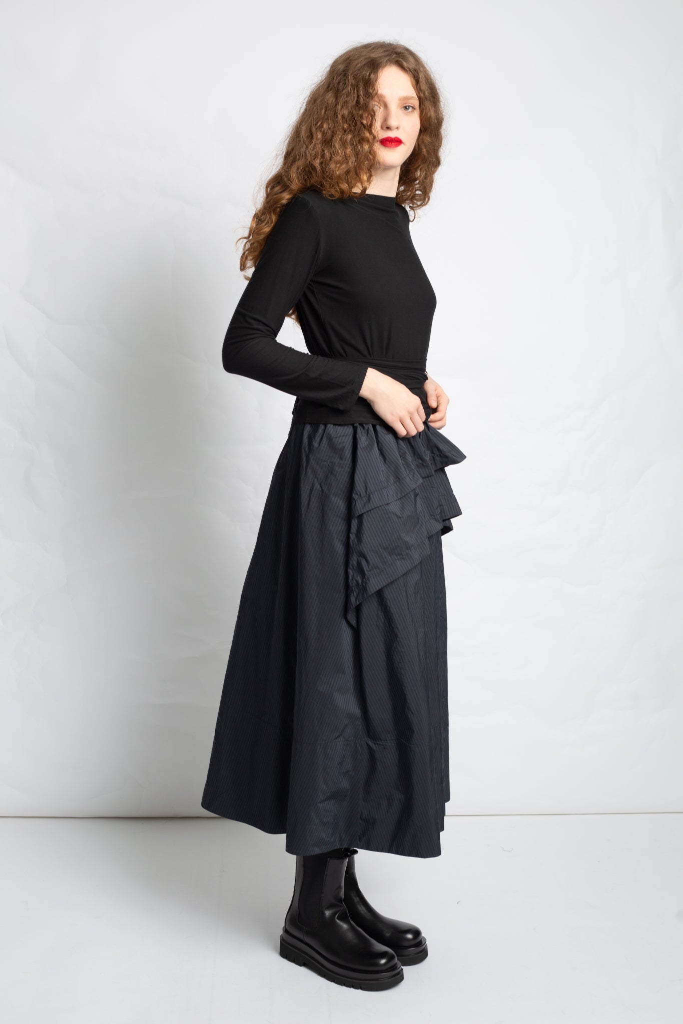 Wrap top in bamboo with long sleeves