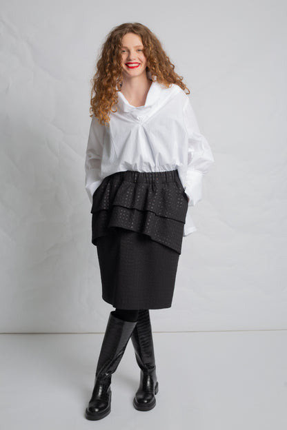 Blouse with long sleeves and lapel collar T812