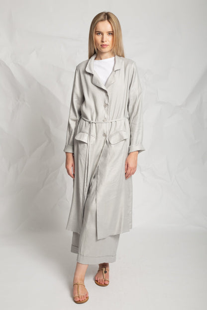 Long jacket in linen "satin" V491