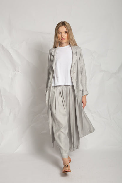 Long jacket in linen "satin" V491