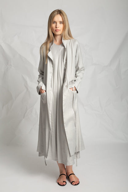 Long jacket in linen "satin" V491