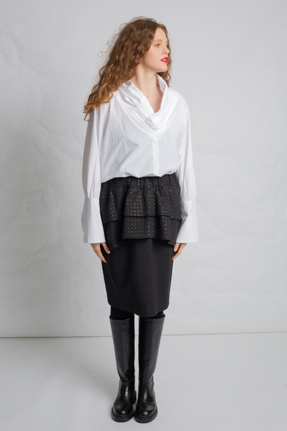 Blouse with long sleeves and lapel collar T812