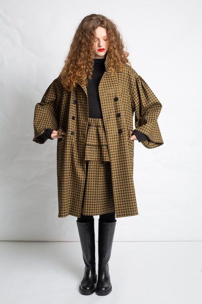 3/4 jacket in checkered cotton mix V501