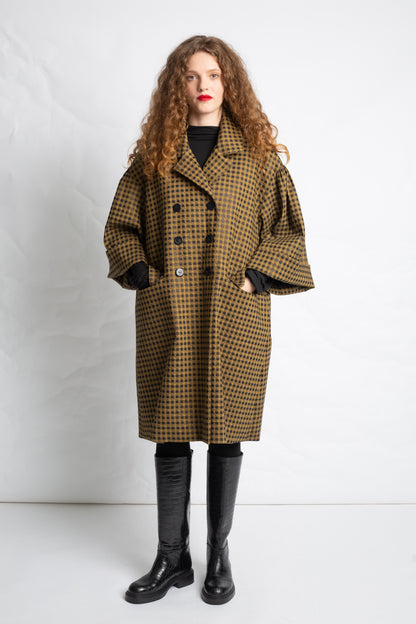 3/4 jacket in checkered cotton mix V501