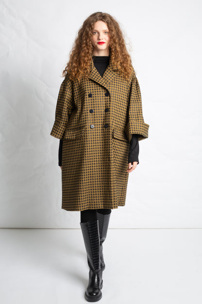 3/4 jacket in checkered cotton mix V501