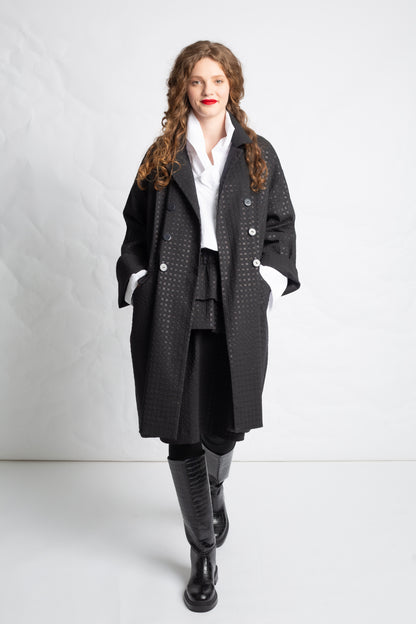 3/4 jacket in checkered cotton mix V503