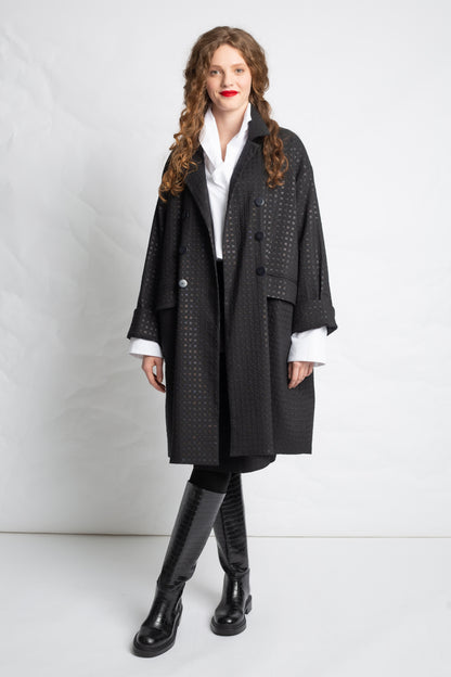 3/4 jacket in checkered cotton mix V503